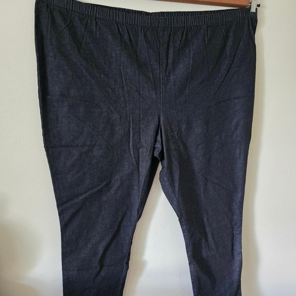 Woman Within black denim-look pull-on pants size 32W